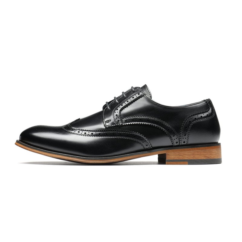 Bruno Marc Men's Lace Up Soft Cap-Toe Formal Dress Shoes,Size 12,Black-Wingtip,Louis_2 - Image 2